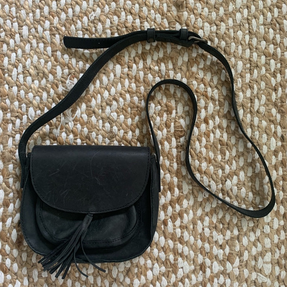 ABLE black leather crossbody bag - Able empowers women!
